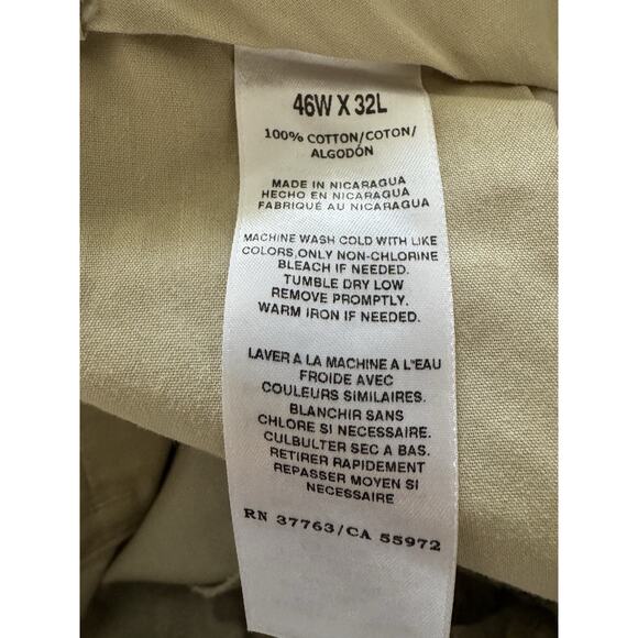 NWT Savane Performance Chino Khaki Comfort Waist Straight Leg Pants Men’s 46x32 - Picture 7 of 7